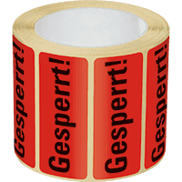 Organisationsetikett Gesperrt!, rot, Haftpapier, ablösbar, 50x20mm, 500/Rolle