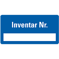 Inventaretikett Inventar-Nr., blau, Dokumentenfolie, Spezialkleber,40x20mm,16/Bogen