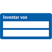 Inventaretikett Inventar von, zweizeilig, blau, Dokumentenfolie, 60x30mm,9/Bogen