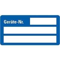 Inventaretikett Geräte-Nr., blau, Dokumentenfolie, m.Spezialkleber,50x25mm,9/Bogen