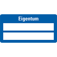 Inventaretikett Eigentum, blau, Dokumentenfolie, selbstklebend, 60x30mm, 9/Bogen
