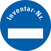 Inventaretikett Inventar-Nr., blau, Dokumentenfolie m.Spezialkleber, Ø30mm,18/Bogen