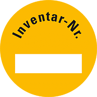 Inventaretikett Inventar-Nr., gelb, Dokumentenfolie, selbstklebend, Ø 30mm,18/Bogen