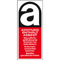 Gefahrenkennzeichen Achtung enthält Asbest, Typ A, Folie, selbstklebend,50x120mm