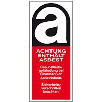 Gefahrenkennzeichen Achtung enthält Asbest, Typ B, Folie, selbstklebend,40x95mm