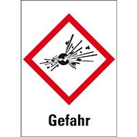 Gefahrensymbol Explodierende Bombe GHS01, Gefahr, Folie, 18x26mm, 30/Bogen