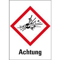 Gefahrensymbol Explodierende Bombe GHS01, Achtung, Folie, 105x148mm