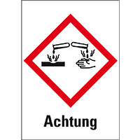 Gefahrensymbol Ätzwirkung GHS05, Achtung, Folie, 18x26mm, 30/Bogen