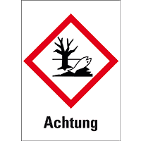 Gefahrensymbol Umwelt GHS09, Achtung, Folie, 18x26mm, 30/Bogen