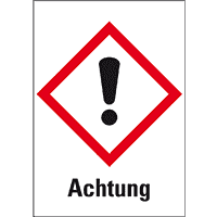 Gefahrensymbol Ausrufezeichen GHS07, Achtung, Folie, 18x26mm, 30/Bogen