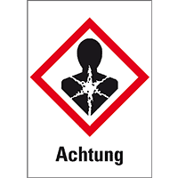 Gefahrensymbol Gesundheitsgefahr GHS08, Achtung, Folie, 18x26mm, 30/Bogen