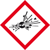Gefahrensymbol Explodierende Bombe GHS01, Folie, selbstklebend,105x105mm,2/BOG