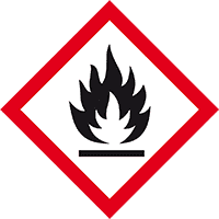 Gefahrensymbol Flamme GHS02, Folie, selbstklebend, 105x105mm, 2/Bogen