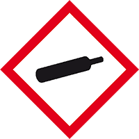 Gefahrensymbol Gasflasche GHS04, Folie, selbstklebend, 105x105mm, 2/Bogen