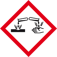 Gefahrensymbol Ätzwirkung GHS05, Folie, selbstklebend, 105x105mm, 2/Bogen