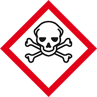 Gefahrensymbol Totenkopf m.gekr.K.GHS06, Folie, selbstklebend,105x105mm,2/Bogen
