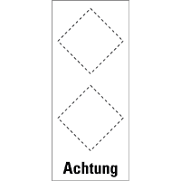 Grundetikett Achtung, für 2 GHS-Piktogramme, Folie, selbstklebend,30x70mm,8/Bogen