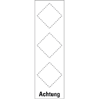 Grundetikett Achtung, für 3 GHS-Piktogramme, Folie, selbstklebend, 88x247mm