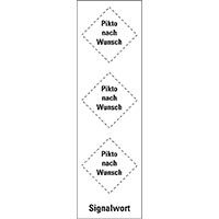 GHS-Grundetikett,3 CLP/GHS-Piktos, Signalwort nW., Polyesterfolie,30x100mm,6/Bogen