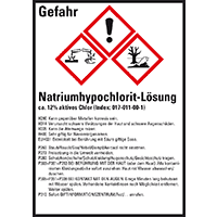 GHS-Etik.Natriumhypochlorit ca.12% akt.Chlor, GefStoffV/GHS/CLP,52x74mm,10/Bogen