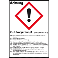 GHS-Etikett 2-Butoxyethanol, gem.GefStoffV/GHS/CLP, Polyesterf.,52x74mm,10/Bogen