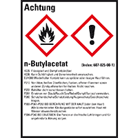 GHS-Etikett n-Butylacetat, gem.GefStoffV/GHS/CLP, Folie, 52x74mm, 10/Bogen
