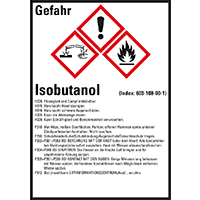 GHS-Etikett Isobutanol, gem.GefStoffV/GHS/CLP, Folie, 52x74mm, 10/Bogen