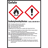 GHS-Etikett Isobutylmethylketon, gem.GefStoffV/GHS/CLP, Folie,52x74mm,10/Bogen