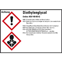 GHS-Etikett Diethylenglycol, GHS/CLP, Folie, selbstklebend, 148x105mm, 4/Bogen