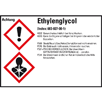 GHS-Etikett Ethylenglycol, gem.GefStoffV/GHS/CLP, Folie, 105x74mm, 8/Bogen