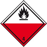 Verpackungskennzeichen Kl.4.2 Selbstentzündliche St., Folie, seewasserb.,100x100mm
