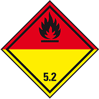 Verpackungskennzeichen Kl. 5.2 Organische Peroxide, Folie, seewasserb.,100x100mm