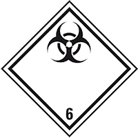 Gefahrgutzettel (Placards) Kl.6.2 Ansteckungsgef.., Folie, seewasserb.,250x250mm