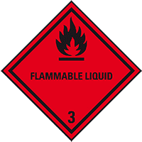 Verpackungskennzeichen Kl. 3 - Flammable Liquid, Folie, seew.,100x100mm,500/Rolle