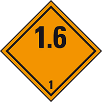 Verpackungskennzeichen Kl. 1.6 Explosiv, Folie, seewasserbeständig,100x100mm