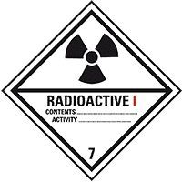 Gefahrgutzettel (Placards) Kl. 7A Radioactive I, Kunststoff, 250x250mm