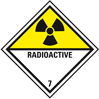 Gefahrgutzettel (Placards) Klasse 7D Radioactive, Kunststoff,250x250mm