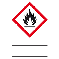 Gefahrensymbol Flamme GHS02, zum Beschriften u.Laminieren, Folie,37x52mm,4/Bogen