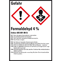GHS-Etikett Formaldehyd 4%, gem.GefStoffV/GHS/CLP, Folie,52x74mm,10/Bogen
