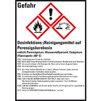 GHS-Etikett Desinfektion-/Reinig.., gem.GefStoffV/GHS/CLP, Folie,52x74mm,10/Bogen