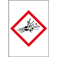 Gefahrensymbol Expl. Bombe GHS01, Folie, selbstklebend, 70x100mm, 6/Bogen