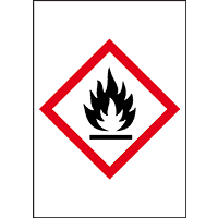 Gefahrensymbol Flamme GHS02, Folie, selbstklebend, 18x26mm, 10/Bogen