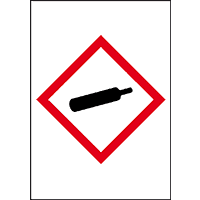 Gefahrensymbol Gasflasche GHS04, Folie, selbstklebend, 12x17mm, 10/Bogen