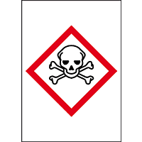 Gefahrensymbol Totenkopf GHS06, Folie, selbstklebend, 12x17mm, 10/Bogen