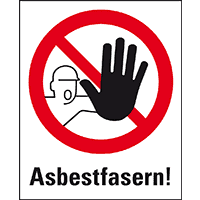 Hinweisschild Asbestfasern, TRGS, Pikto ASR, Kunststoff, 450x550mm