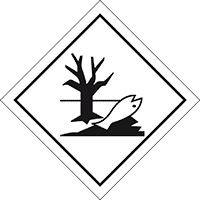 Verpackungskennzeichen Umweltgefährdende Stoffe, Folie, seewasserb.,115x115mm