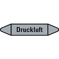 Rohrleitungsetikett Druckluft, grau/schwarz, für Ø 15-25mm, 96x17mm, 8/Bogen