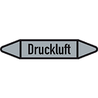 Rohrleit.etikett Druckluft, DIN 2403, grau/schwarz, für Ø 15-25mm,96x17mm,8/Bogen