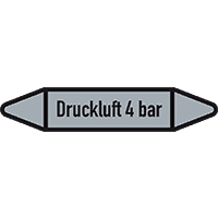 Rohrleit.etikett Druckluft 4bar, DIN 2403, grau/schwarz, Ø 15-25mm,96x17mm,8/Bogen