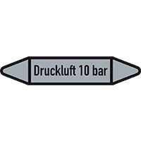 Rohrleit.etikett Druckluft 10bar, DIN 2403, grau/schwarz, Ø15-25mm,96x17mm,8/Bogen